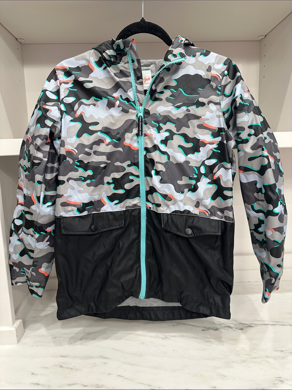 Cat and Jack size 12-14 Camo Hooded Rain Jacket - Like new